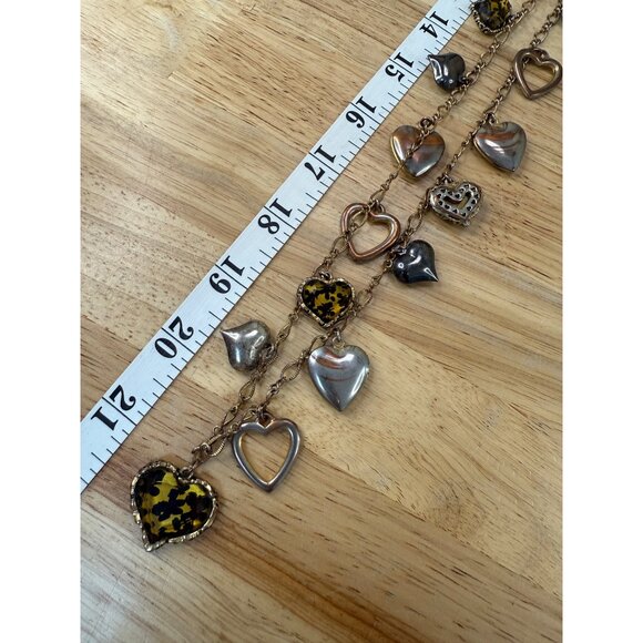 Betsey Johnson Heart Charm Necklace With Mixed Metal & Tortoiseshell Accents - Picture 6 of 10